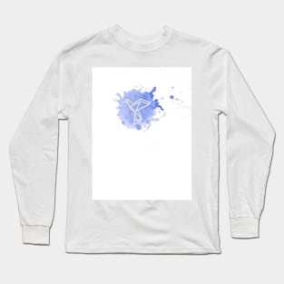 Geometric bird with water color splatters Long Sleeve T-Shirt